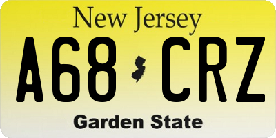 NJ license plate A68CRZ