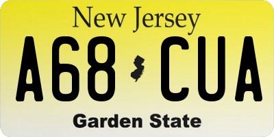 NJ license plate A68CUA