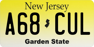 NJ license plate A68CUL