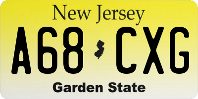 NJ license plate A68CXG
