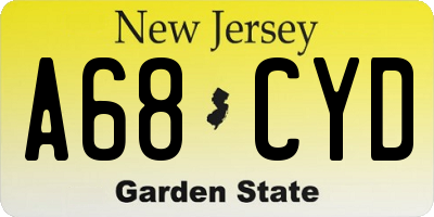 NJ license plate A68CYD