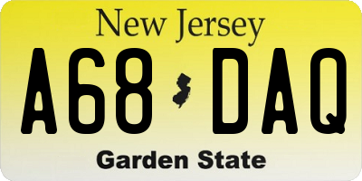 NJ license plate A68DAQ