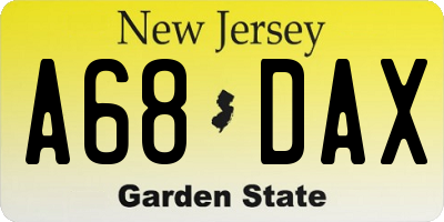 NJ license plate A68DAX