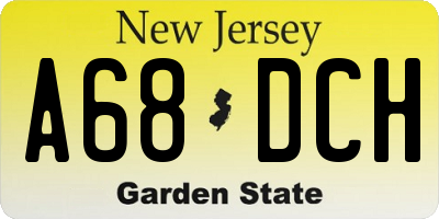 NJ license plate A68DCH