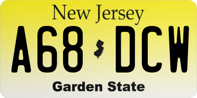 NJ license plate A68DCW