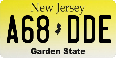 NJ license plate A68DDE