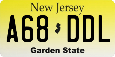 NJ license plate A68DDL