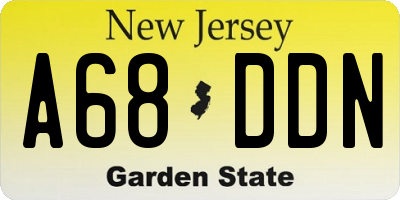 NJ license plate A68DDN