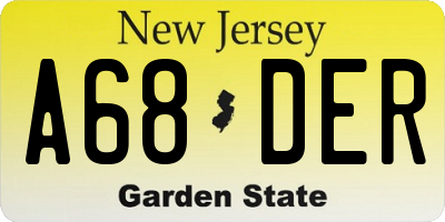 NJ license plate A68DER