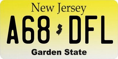 NJ license plate A68DFL