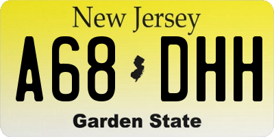 NJ license plate A68DHH