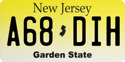 NJ license plate A68DIH