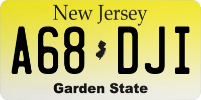 NJ license plate A68DJI