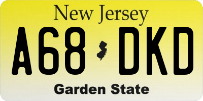 NJ license plate A68DKD