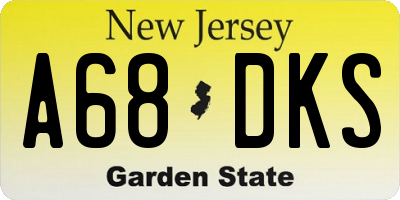 NJ license plate A68DKS