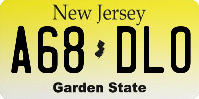 NJ license plate A68DLO