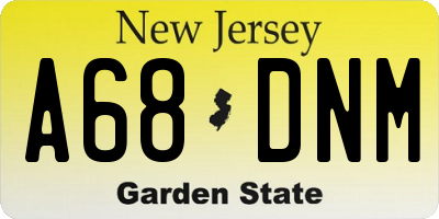 NJ license plate A68DNM