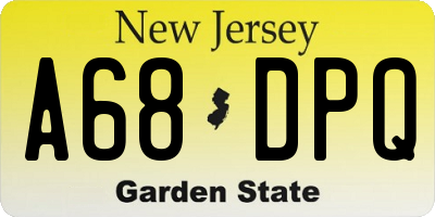 NJ license plate A68DPQ