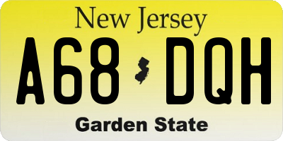 NJ license plate A68DQH