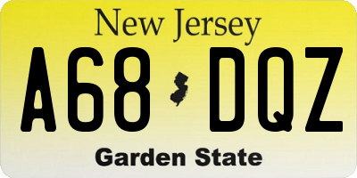 NJ license plate A68DQZ