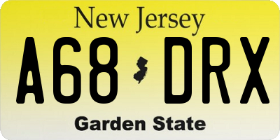 NJ license plate A68DRX