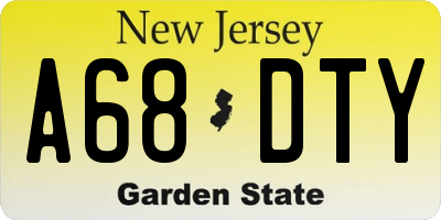 NJ license plate A68DTY