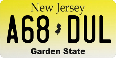 NJ license plate A68DUL