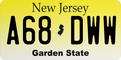 NJ license plate A68DWW