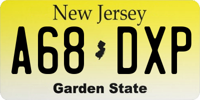 NJ license plate A68DXP