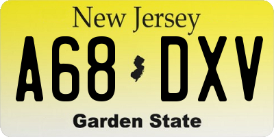 NJ license plate A68DXV