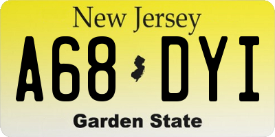 NJ license plate A68DYI