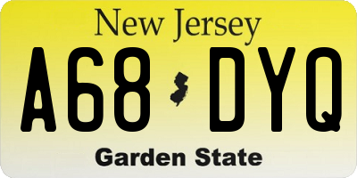 NJ license plate A68DYQ