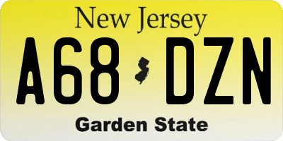 NJ license plate A68DZN