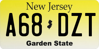 NJ license plate A68DZT