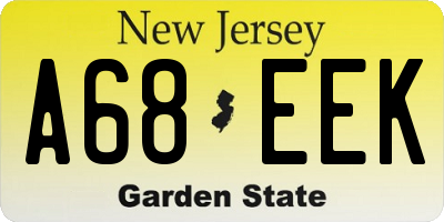 NJ license plate A68EEK