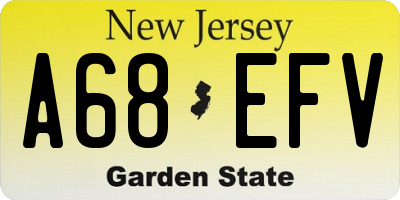 NJ license plate A68EFV