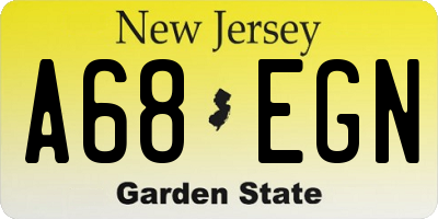 NJ license plate A68EGN