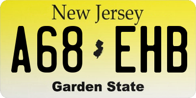NJ license plate A68EHB