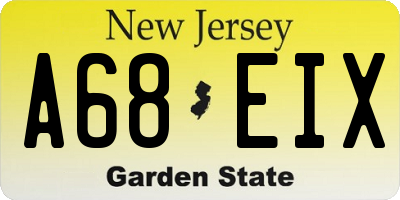 NJ license plate A68EIX