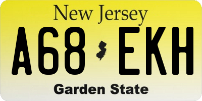 NJ license plate A68EKH