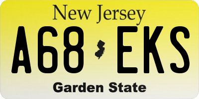 NJ license plate A68EKS