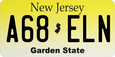 NJ license plate A68ELN