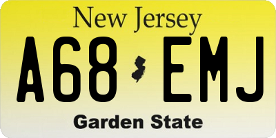 NJ license plate A68EMJ