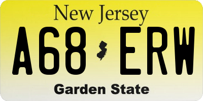 NJ license plate A68ERW
