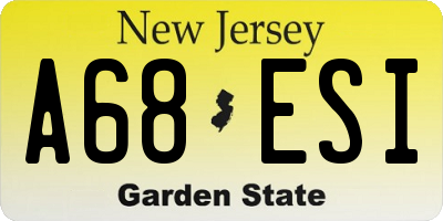 NJ license plate A68ESI