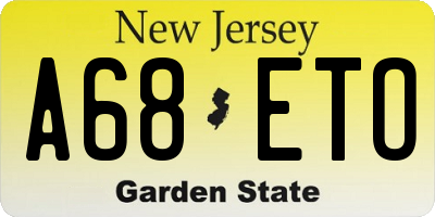 NJ license plate A68ETO