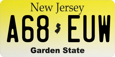 NJ license plate A68EUW