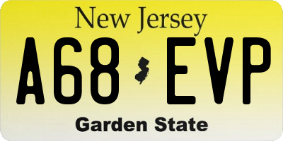 NJ license plate A68EVP