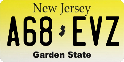 NJ license plate A68EVZ