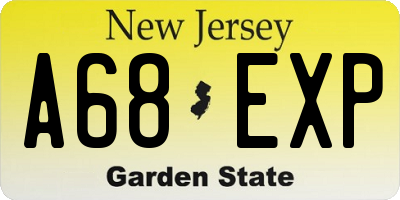 NJ license plate A68EXP